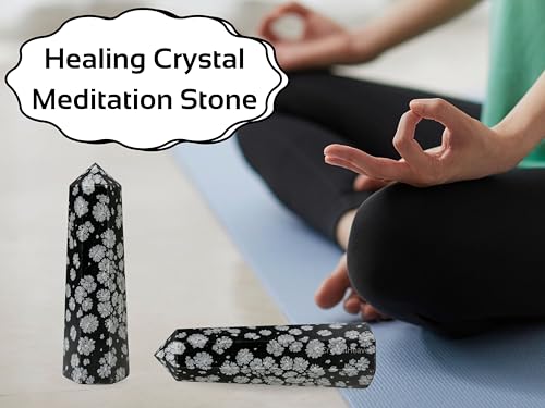 Image of Crystal Heaven Certified Snowflake Obsidian Crystal Tower Obelisk Point For Chakra, Healing And Balancing - Aaa Grade Original Certified Gemstone Agate For Reiki Meditation Yoga Spiritual (3-4 Inches)
