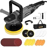 Qudodo Car Buffer Polisher, Pulidora De Autos 5 Inch/7 Inch with 6 Variable Speed 600-3600rpm, Polishing Machine Kit with Detachable Handle & Buffing Pads, Pulidora for Car, Boat Sanding, Waxing