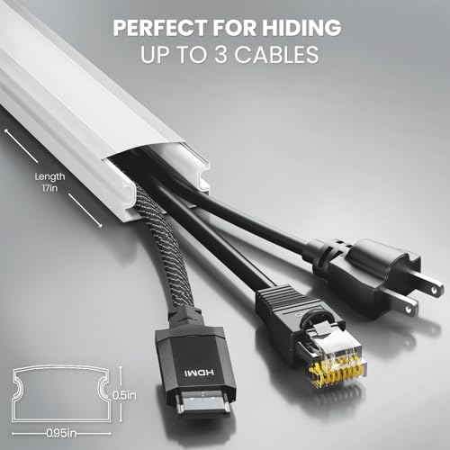 EVEO Cord Hider - 306” Cord Cover Wall Cable Hider, Cable Concealer, Wire Hiders for TV on Wall. Cable Management, Cord Hider Wall Cable Raceway Wire Covers for Cords -18X (L17 W0.95 H0.5) - Grey - Thumbnail 3