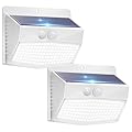 [2 Packs] Solar Lights Outdoor Motion Sensor, Solar Security Lights with 3 Lighting Modes Solar Wall Lights Waterproof Solar Powered Lights for Garden Fence Yard Deck, White