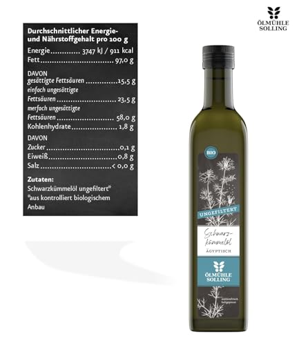 Ölmühle Solling Schwarzkümmelöl - UNGEFILTERT - kaltgepresst – 500ml - BIO