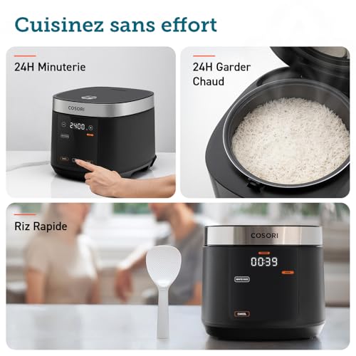 Image of COSORI Rice Cooker, Slow Cooker & Steamer with Ceramic Coated Inner Pot and Fuzzy Logic, 50 Recipes,10 Cups, 1.8L Capacity, Multi Cooker with 17 Functions, Warmer, Timer