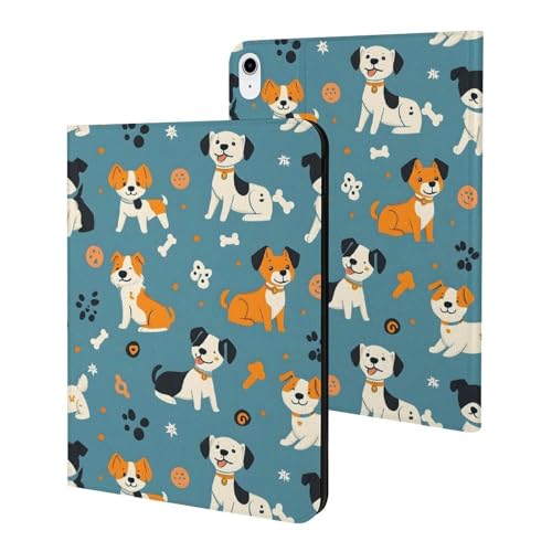 Housse iPad 11 2025 et iPad 10.9 fine avec motif chiots et support de veille