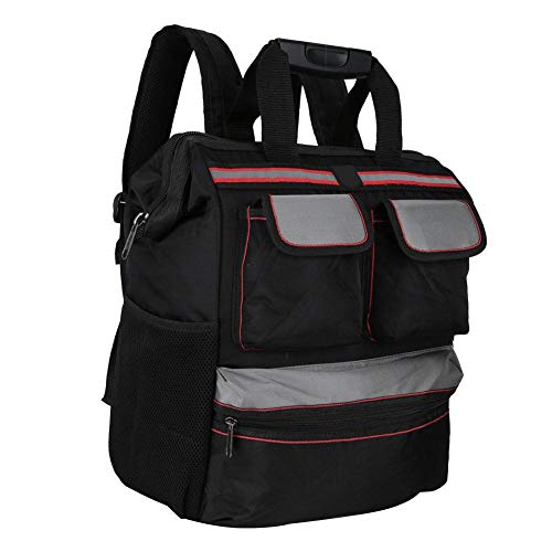 Werkzeugtasche Rucksack multifunktional Oxford Stoff Werkzeugrucksack 16,5 x 12,6 x 5,9 Zoll Arbeitsrucksack Herren(schwarz)