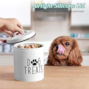 Largedogtreatcontainerairtight66tallx6roundwhitedogtreatjarforkitchencounterrustictreatstoragecanisterfordogscatssmallanimalsgiftsforpetowners Urban Country Home Decor Large dog treat container airtight 66 tall x 6 round white dog treat jar for kitchen counter rustic treat storage canister for dogs cats small animals gifts for pet owners urban country home decor