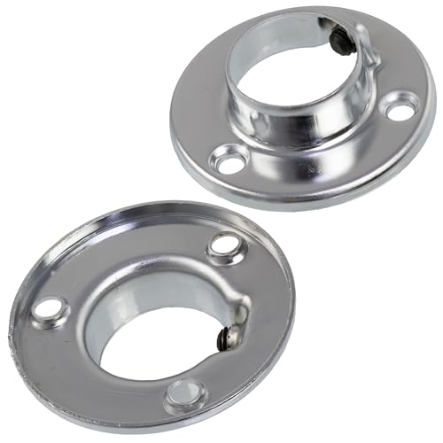 AERZETIX - C74727 - Set of 2 supports for wardrobe rod rod in round shape Ø25mm - in metal - chrome finish - dressing room suspension clothing storage