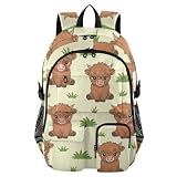 ALAZA Cute Baby Highland Cows Backpack with Mulitiple Pockets for School Travel Outdoor College, 17.5 inch Laptop Backpack for Men and Women