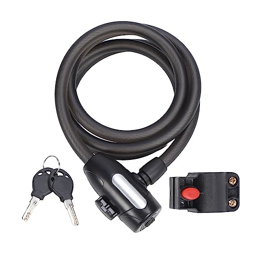 Bike Lock Cable Coiled Cable Lock Anti Theft Cable Lock with Thickened Steel Rope and Mounting Bracket for Bikes Motorcycles Scooters Trucks Gates Fences Matte Black 4.9ft Long 2