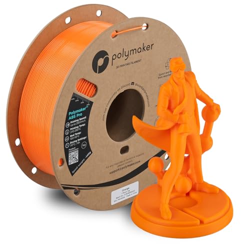 Image of Polymaker ABS Pro 3D Printer Filament 1.75mm, Orange 1kg Engineering Grade ABS with High Heat Resistance, Durable, Tough, for Functional Parts, Printer Components & Prototypes