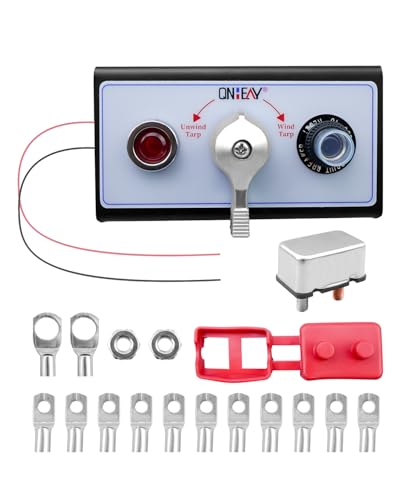 Electronic Switch Tarp Motor Rotary Switch12VDC 50 Amps Rotary Start Switch Trailer or Truck Vehicles Circuit with Breaker and Indicator Light and All Mounting Parts Pre-Installation Kit