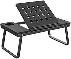 COSCO Folding Laptop Activity Tray, Black w/ Cup & Electronic Device Holder, Adjustable & Portable Desk