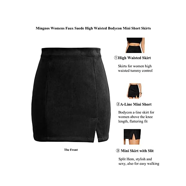 Mingnos Womens Faux Suede Leopard Print High Waisted Bodycon A-Line Mini Short Skirts - Image 4