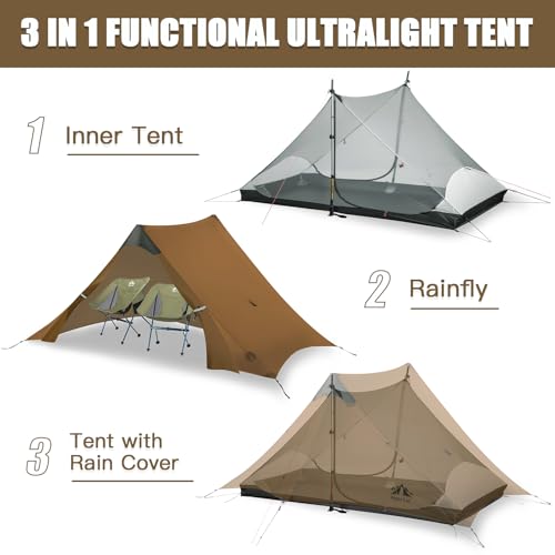 Image of Night Cat Ultralight Tent 1 Person for Professional Backpacker Hiker 2 LBS Only Lanshan Backpacking Bivvy Ground Tent Heavy Rain Waterproof Trekking Pole Not Included