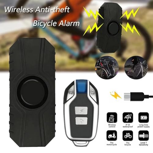 Alarma recargable para bicicleta con sensor de vibración impermeable y 2 mandos 3