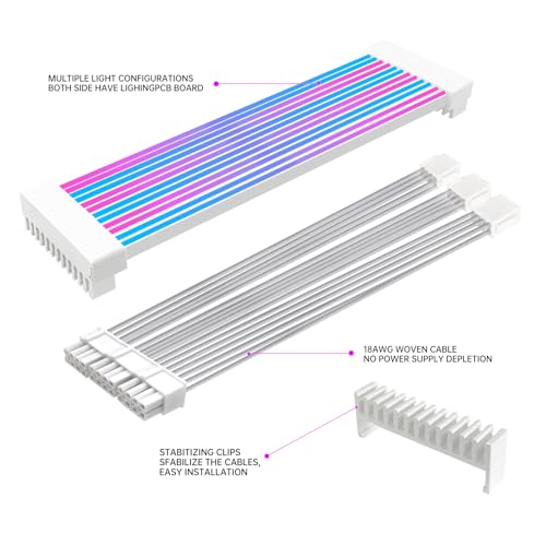Cable GPU ARGB blanco de 5V 3 pines compatible con Asus Aura y MSI Mystic Light 5