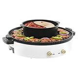 Elektrischer Kochtopf, Mit Grill Multifunktional 2000W Leistung Temperaturregelung 50-190°C Aluminiumlegierung Eisen Bakelit Weiß Ideal Für Familienfeiern Partys Und Gesellige Abende