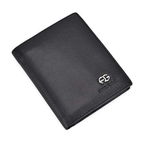 Dasein Men's Soft Genuine Leather Wallet Bi-fold Purse Credit Card Case (smooth black)