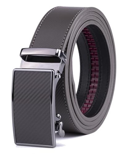 FABIO VALENTI Mens Belt,Ratchet Belt Dress with 1 3/8" Genuine Leather with Easier Adjustable Buckle, Trim to Fit (2091 Grey, Adjustable 46”)