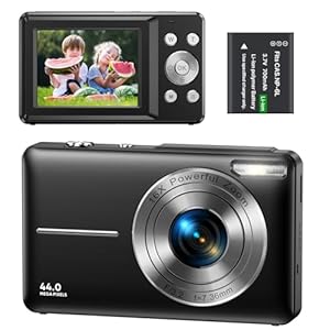 Digital Camera 1080P 44MP Compact Digital Camera 16X Digital Zoom with 2.4″ LCD Screen, Point and Shoot Digital Camera Vlogging Camera for Kids, Teenagers, Beginners, Boys, Girls(Black)