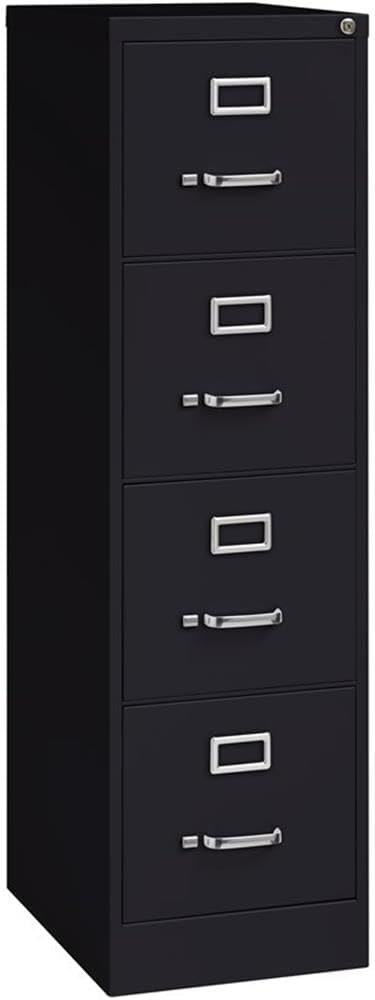 Pemberly Row Set of 3 Metal 4-Drawer Letter Width Vertical File Cabinet in Black