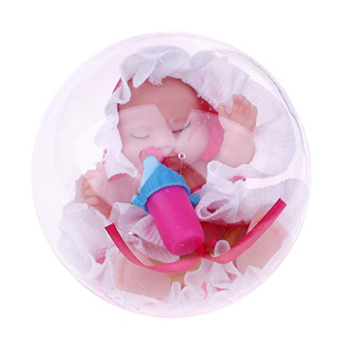 F Fityle Lindo Durmiendo Muñeca Bebé Renacida Miniatura Juguete para Navidad - Rosa roja