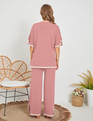 Image of TIGMA Women Casual Summer co ords Set Track Suit Oversized Top Baggy Pant,Top and Pajama Set