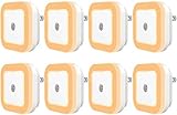 Sycees 0.5W Plug-in LED Night Light Lamp with Light Sensor, Warm White, 8-Pack
