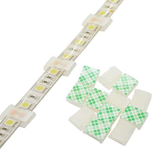 Strip Light Mounting Clips Self-Adhesive Strip Brackets Holder,100-Pack 8mm 10mm 12mm Strip Light Fixing Clamp (for 10mm(3/8") Wide Strip Light)