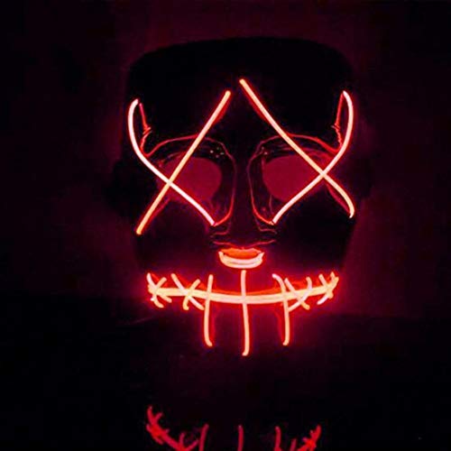 OHQ máscara Halloween Sangrienta Cara Horror Iluminar máscara LED Purge Movie EL...