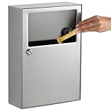 Bobrick 254 ClassicSeries 304 Stainless Steel Surface Mounted Sanitary Napkin Disposal, Satin Finish, 1.2 Gallon Capacity, 10-11/16