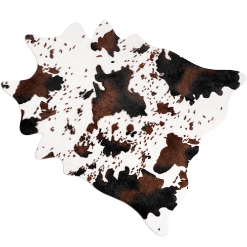 Fttoyoly Faux Cowhide Rug, Faux Fur Area Rugs with Cow Print, Western Farmhouse Home Decor, Ideal for Living Room, Kids Room, Bedroom, 33.8 W x 39.7 L