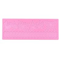 Tappetino in Pizzo a Forma di Farfalla, Stampo in Silicone per Torte e Decorazioni, Tappetino Goffrato per Cake Design, Accessorio da Forno in Silicone Rosa, Ideale per Cioccolato Fondente e Dolci