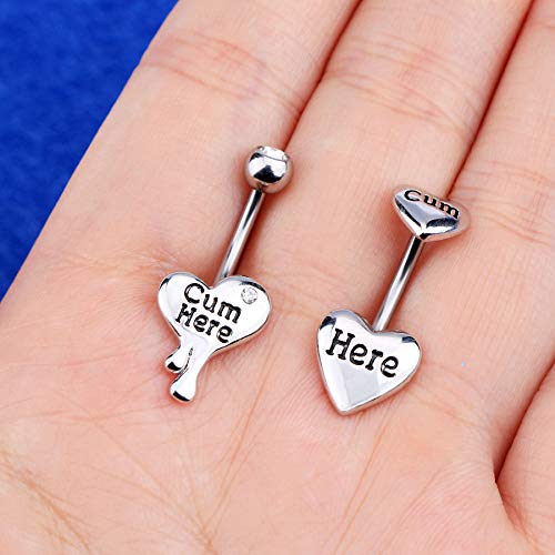 OUFER Belly Button Rings Heart Clear CZ 316L Surgical Steel Belly Rings Heart Shaped Letter Navel Rings Belly Rings Belly Piercing Jewelry4