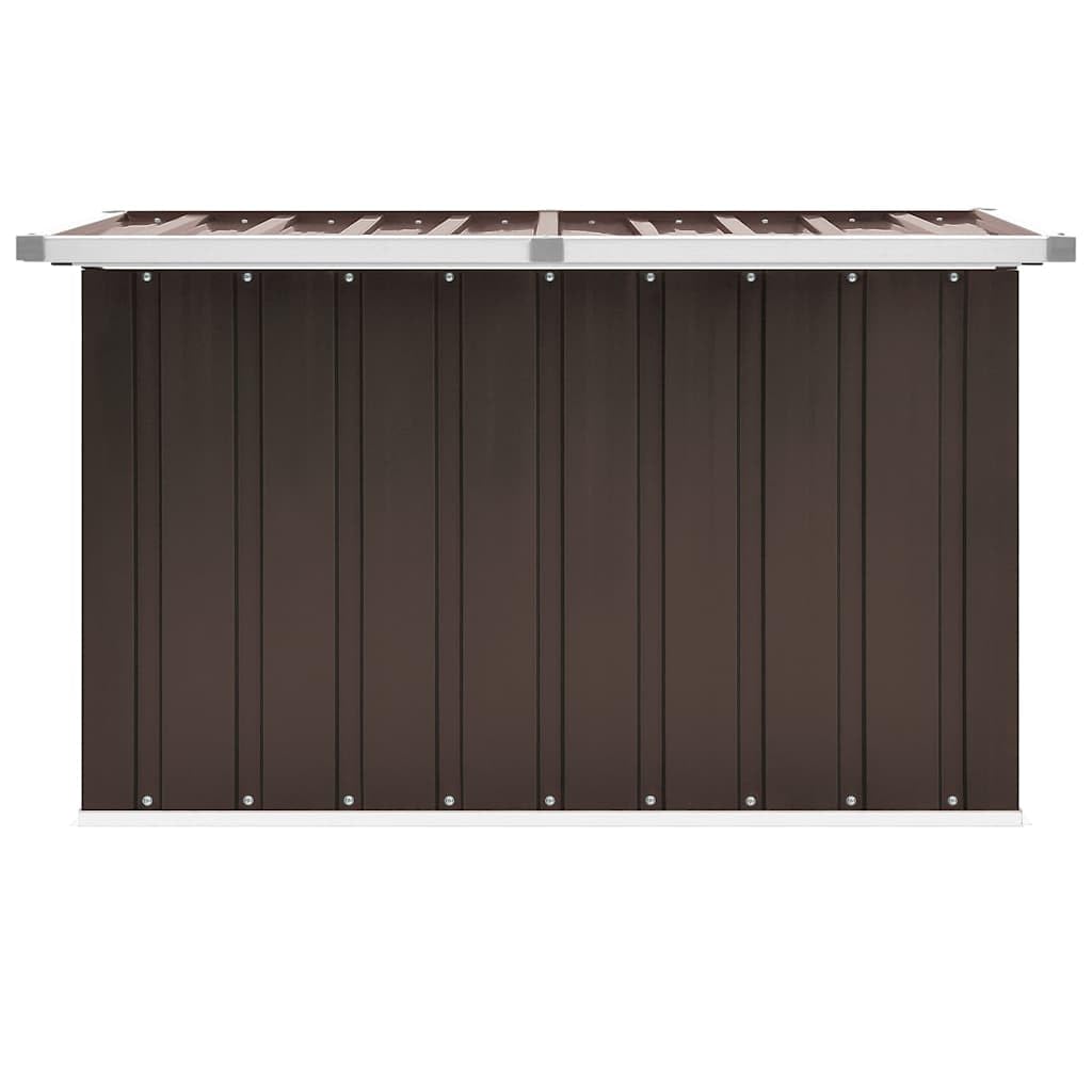 Garten-Aufbewahrungsbox Braun aus verzinktem Stahl und Kunststoff 109 x 67 x 65 cm mit wasserdichtem Deckel und großzügigem Stauraum für Kissen, Werkzeug, Terrasse, Balkon, Outdoor