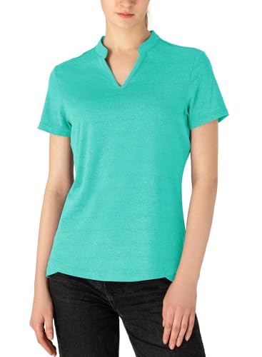 Image of Gopune Women's V Neck Golf Polo Shirts Collarless Short Sleeve Lightweight Quick Dry Tennis Running T-Shirts