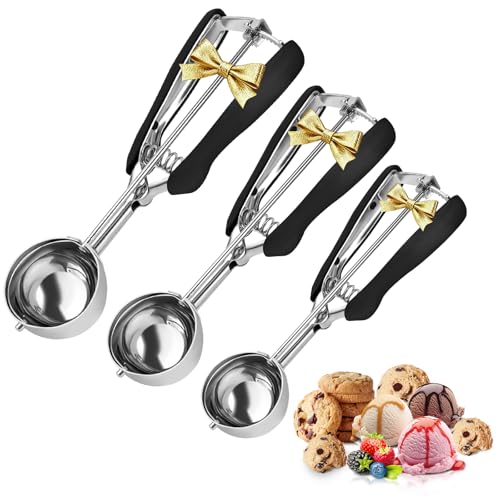 SPEENSUN 3-teiliges eisportionierer set mit Auslöser (4/5/6 CM)-Edelstahl teigportionierer kugeln&Melonenkugelformr aus 304 Stahl,für Eiscreme,Melonenkugeln,Kartoffelpüree,Teig und Kuchen