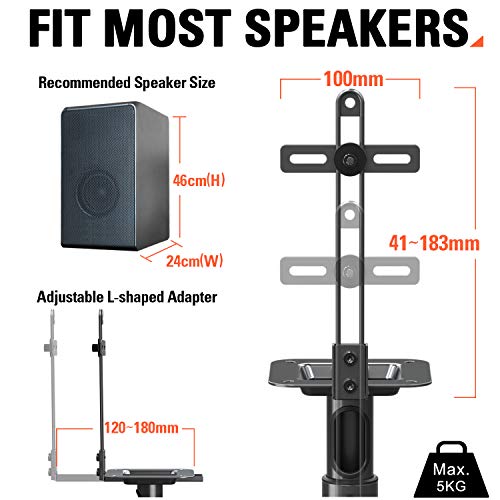 Eono By Amazon - Supporti Casse Acustiche Altezza Regolabile, Altoparlanti da Terra da Pavimento con Gestione dei Cavi Integrata per Bose Sony, Ideale per Hi-Fi/Stereo/Sistemi Home Cinema, Portata 5kg