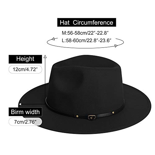 Sajuzen Wide Brim Fedora Hats For Women Mens Felt Fedora Hats With Belt Buckle #TOP1