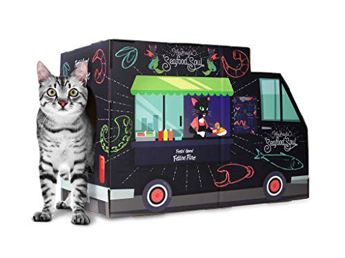 American Cat Club Cat House with Scratcher & Catnip Included - Food Truck