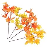 ノーブランド品 4個人工カエデの葉枝 秋色グラデーション 飾り用フェイクリーフ 花瓶 テーブル装飾向け 再利用可能な感謝祭 秋パーティー用デコレー