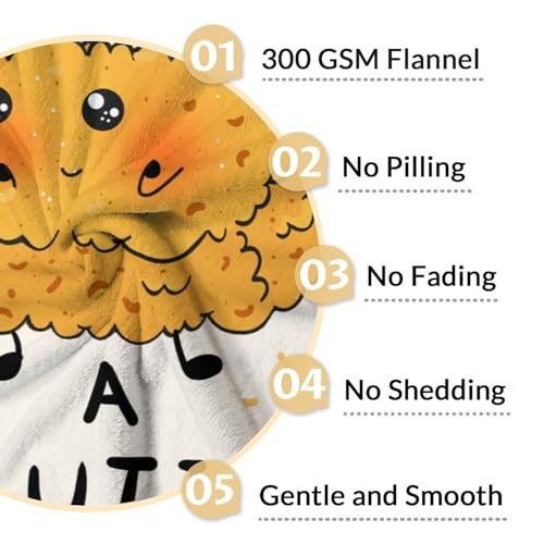 Mercuryelf Custom Chicken Nugget Blanket - Soft, Fuzzy & Warm - 60x80 Inches Flannel Throw Blankets for Bed, Couch - Beige Cute Throws Gift for Women, Men