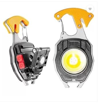 Riveira Keychain LED Flashlights, Rechargeable Flashlights with Lighter, Whistles, Screwdriver, Bottle Opener, Magnet Base 800 Lumens COB Light Mode Portable Emergency Light for Outoor Hiking