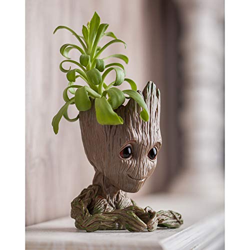 Boxiti Baby Groot Guardians of Galaxy Action Figure Flowerpot & Pens Holder for Home, Office Planter pots with Gift Groot Key Ring Model 3