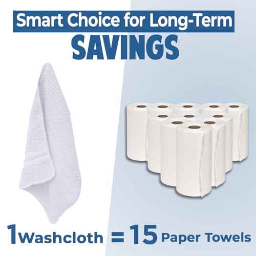 Image of DAN RIVER 10 Pack Wash Cloths for Showering [11x11] - 100% Cotton Washcloths Premium Quality Flannel Face Cloths for Bathroom, Highly Absorbent and Soft Feel Wash Clothes, White