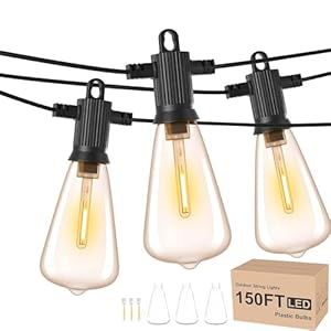 ZOTOYI Outdoor String Lights Mains Powered 150FT, Waterproof IP65 Festoon Lights Outdoor with 73+3Pcs Vintage Bulbs, Shatterproof Garden Lights for Backyard Outside Patio Party Pergola Wedding