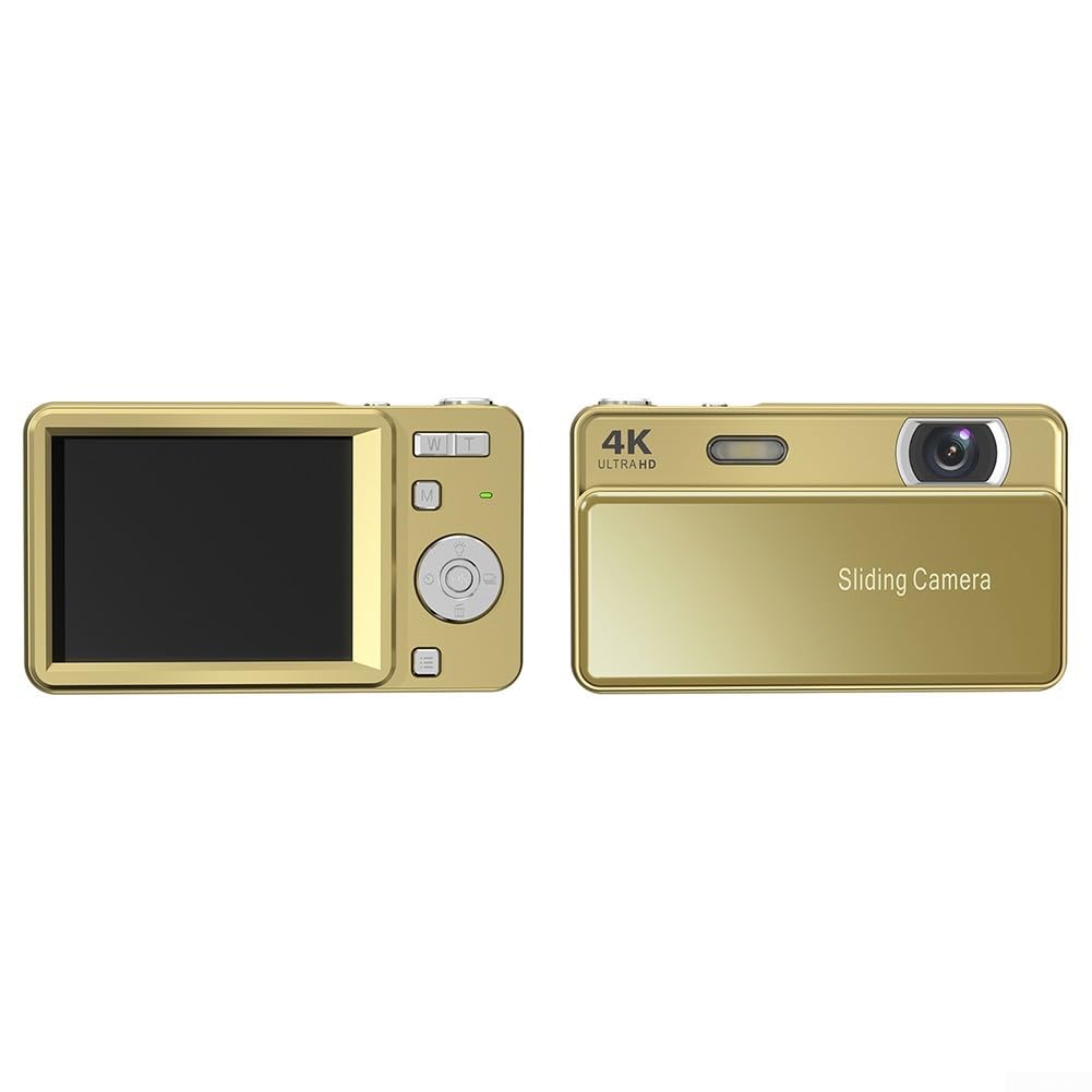 Fotocamera digitale compatta a scorrimento 64 MP, zoom digitale 16x, registrazione video 4 K, schermo HD da 2,8 pollici, stabilizzazione elettronica, ricarica di tipo C, corpo in metallo per studenti