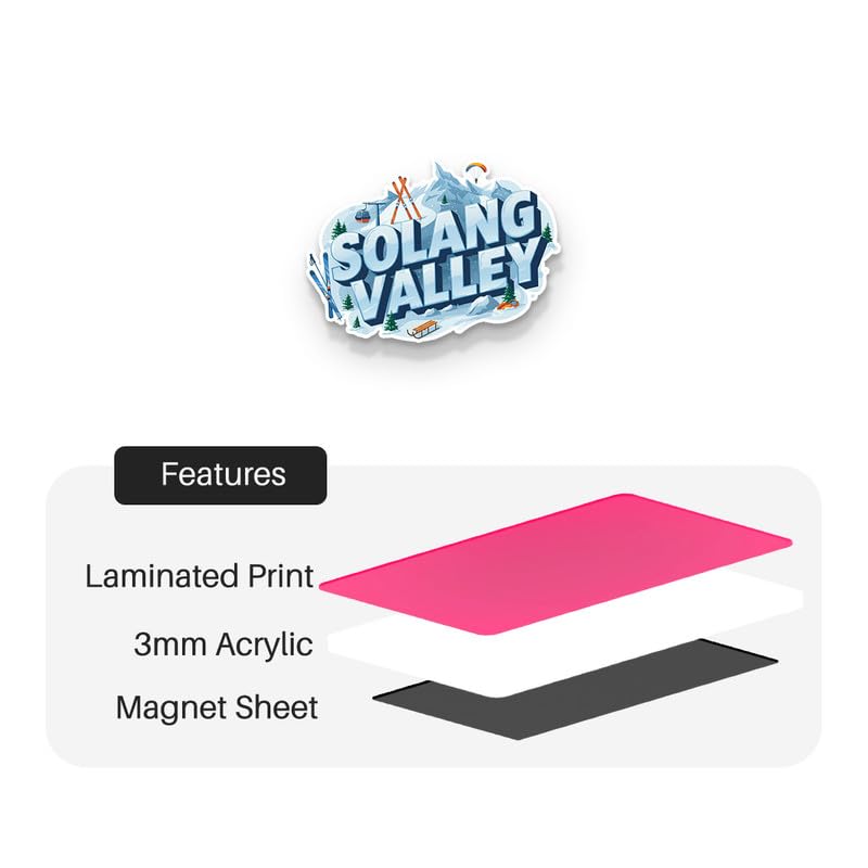 Image of Solang Vally Fridge Magnets, Glossy Finish, Stylish Magnet for Fridge, Wardrobe & Metal Surfaces