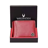 WildHorn Cartera de cuero con protección RFID para hombre, Rojo, 9.5 x 12 x 2 cms, Clásico