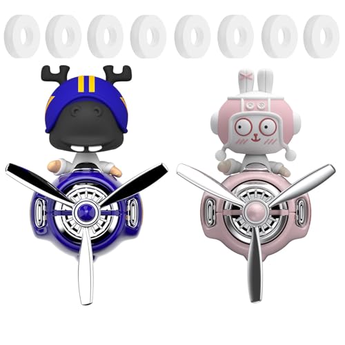 Image of 2Pcs Car Air Fresheners, Cute Bear Pilot Automotive Air Outlet Creative Car Perfume Diffuser, Automotive Accessories Air Vent Decoration with 8 Fragrant Tablets (Blue 1+Pink 1)