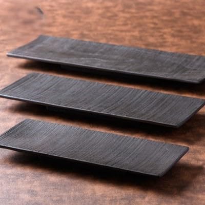 [職人の手づくり]ウォールナットのウッドプレート3種セット(紅黒染色)